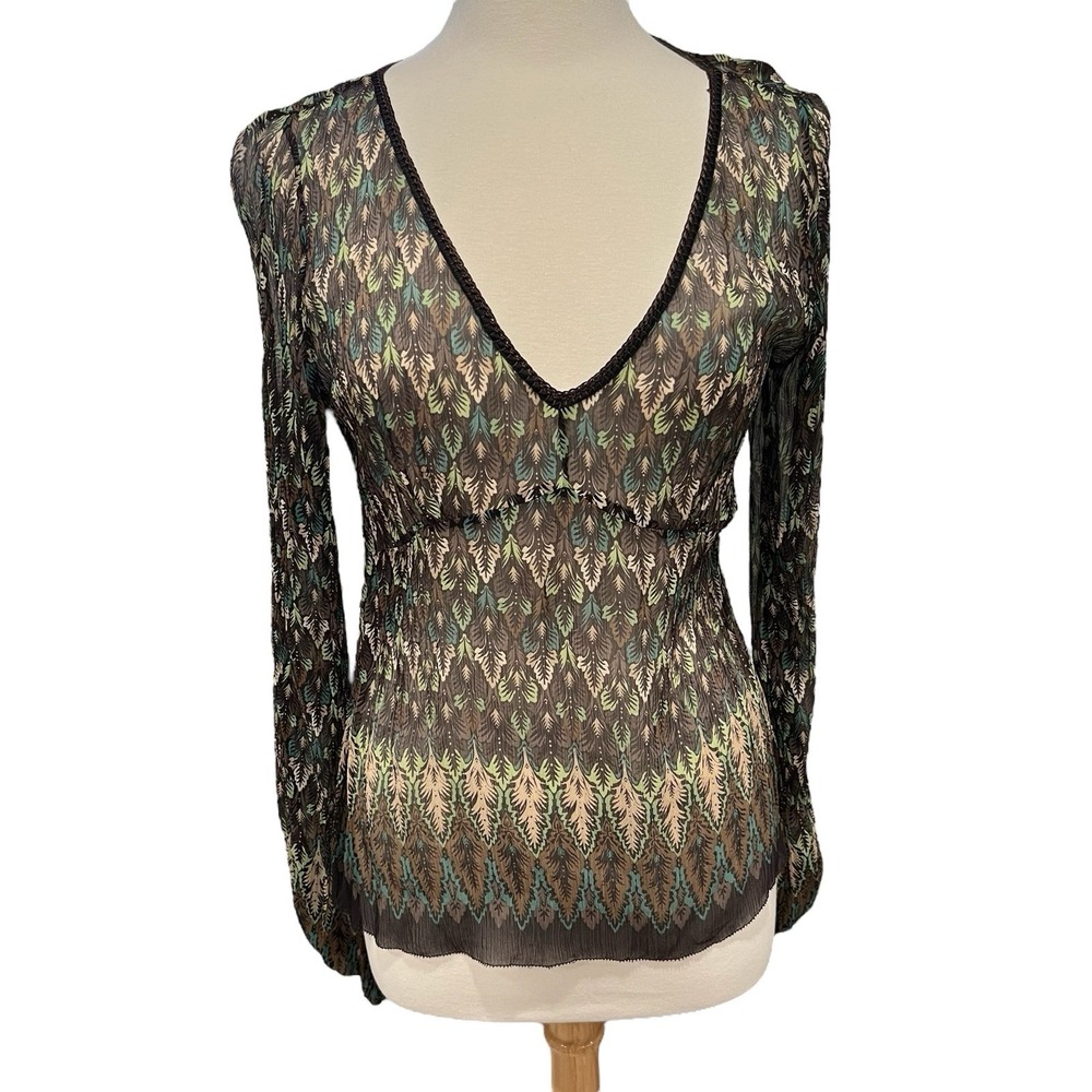 Vtg Elie Tahari 100% Silk Women Blouse Size Lg Whimsygoth Fairy Elven Enchanted‎